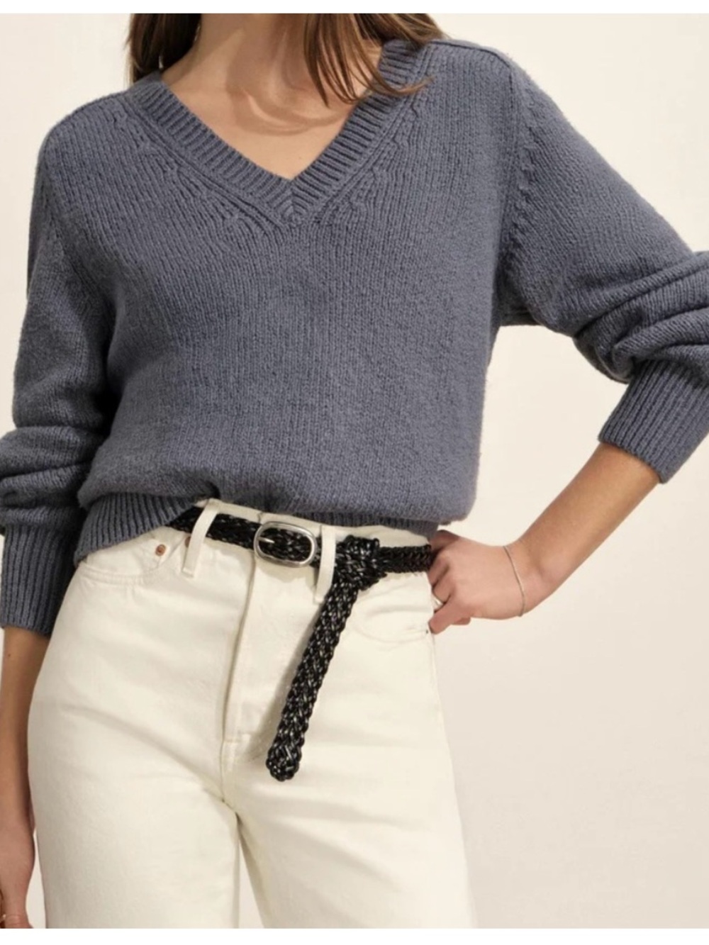 Buck Mason Soft Spun Boxy V-Neck Sweater in Bluebell